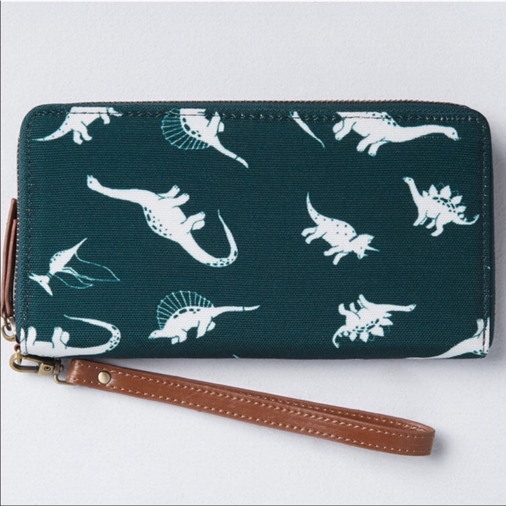 ModCloth Camp Director Green Dinosaur Wallet